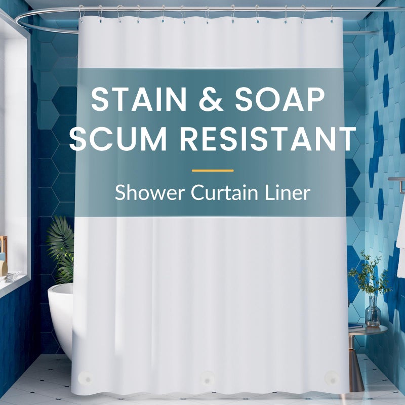 Titanker White Shower Curtain Liner 72 x 84 Extra Long Shower Liner Plastic Washable Shower Curtain Liner PEVA Shower Curtains for Bathroom with Magnets and Rustproof Metal Grommet Holes - Image 1